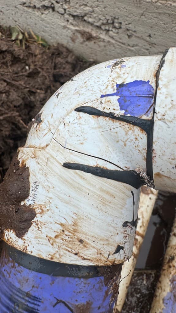 underground pipe leak — before repair