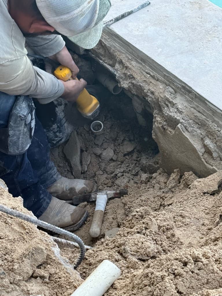 Failed PVC fitting removed during leak repair
