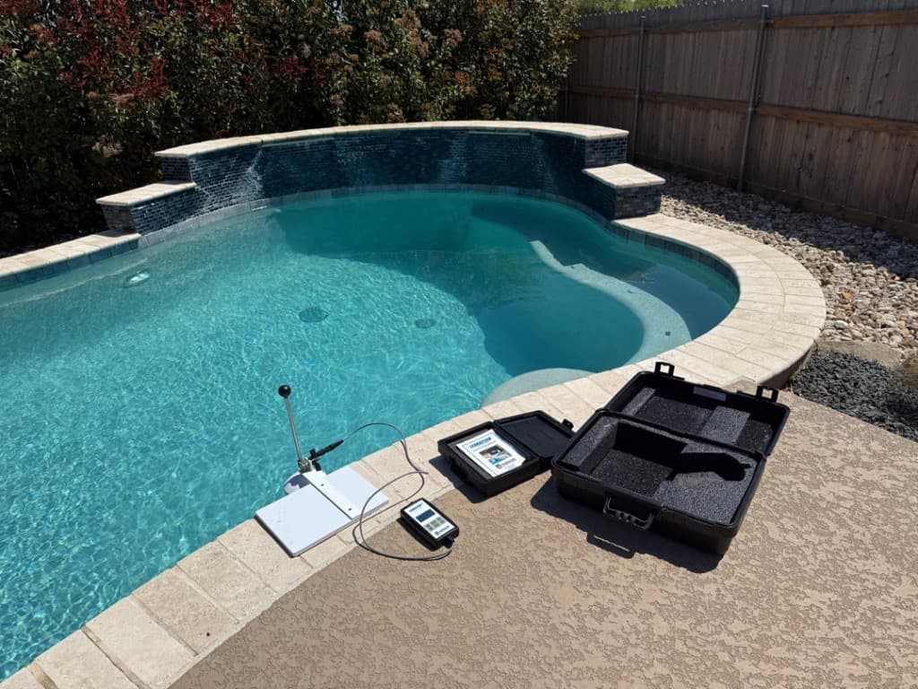 Certified pool inspection with professional scuba equipment for underwater evaluation