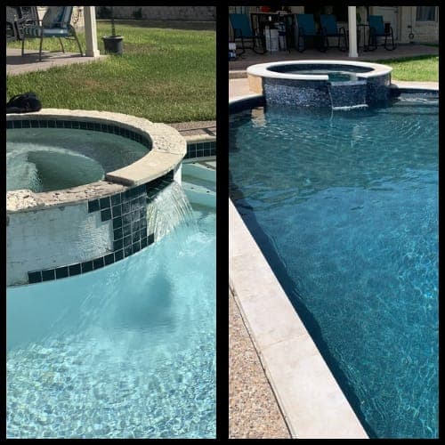 Before and after pool replaster in Georgetown, Texas