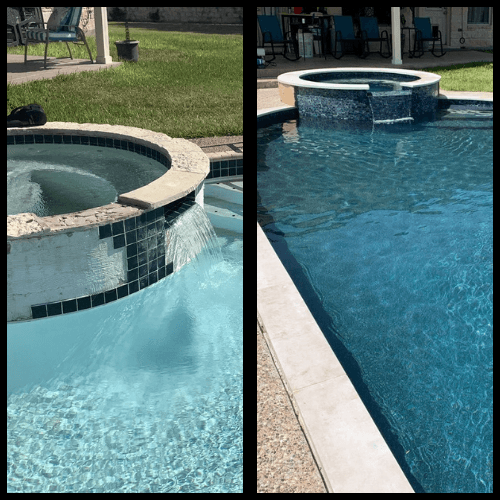 Before and after pool replaster in Georgetown, Texas
